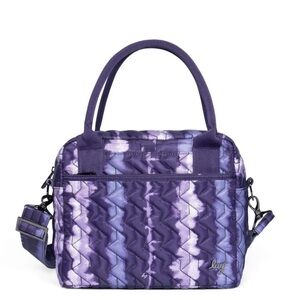 Lug Jive Shibori Purple Tie-Dye Quilted Crossbody Tote Bag Floral Interior